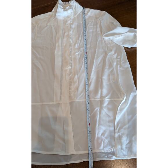 G. Label Litvack Off-White Pleated-collar Button-Down Blouse Shirt, size 0 - Picture 5 of 7